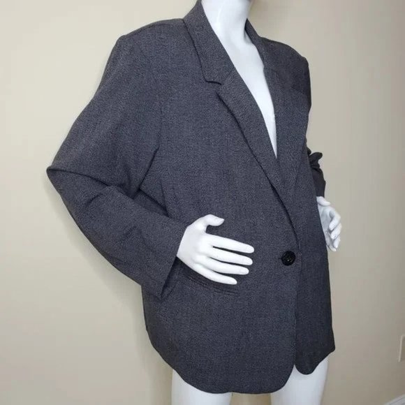 Briggs Women Gray & Black One Button Long Sleeve Blazer SZ 3X - Picture 3 of 8